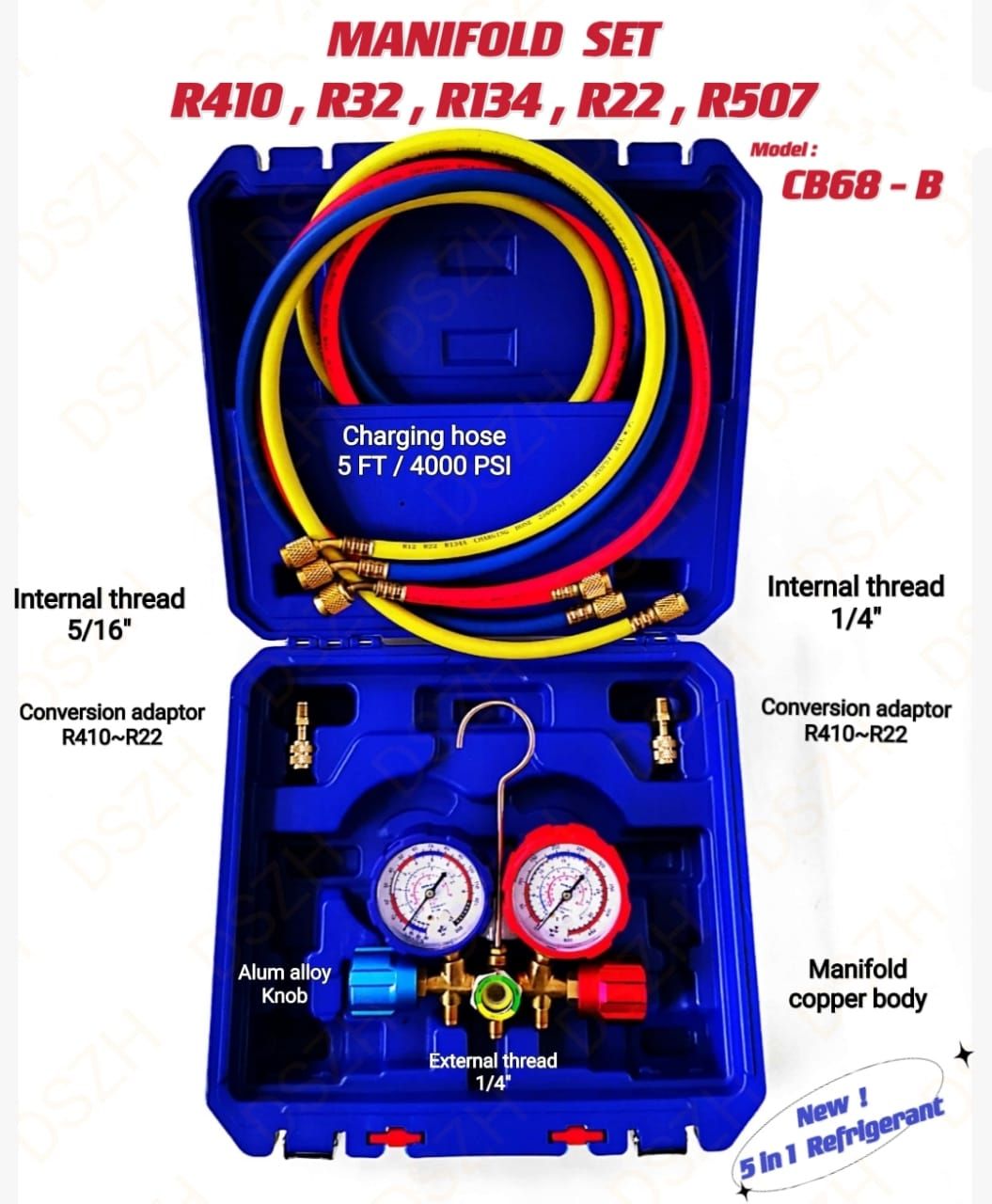 MANIFOLD SET - R410, R32, R134, R22, R507 (MODEL: CB68-B)