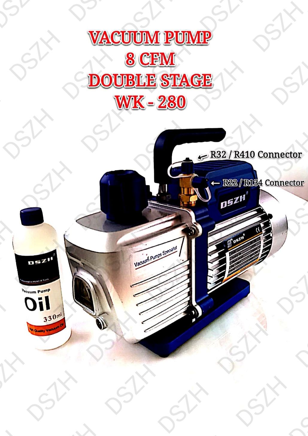 VACUUM PUMP 8 CFM DOUBLE STAGE WK - 280