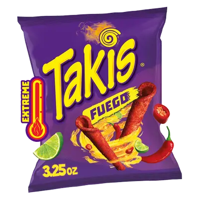 Takis Fuego Spicy Rolled Tortilla Chips Snack Size Bag 3.25 oz