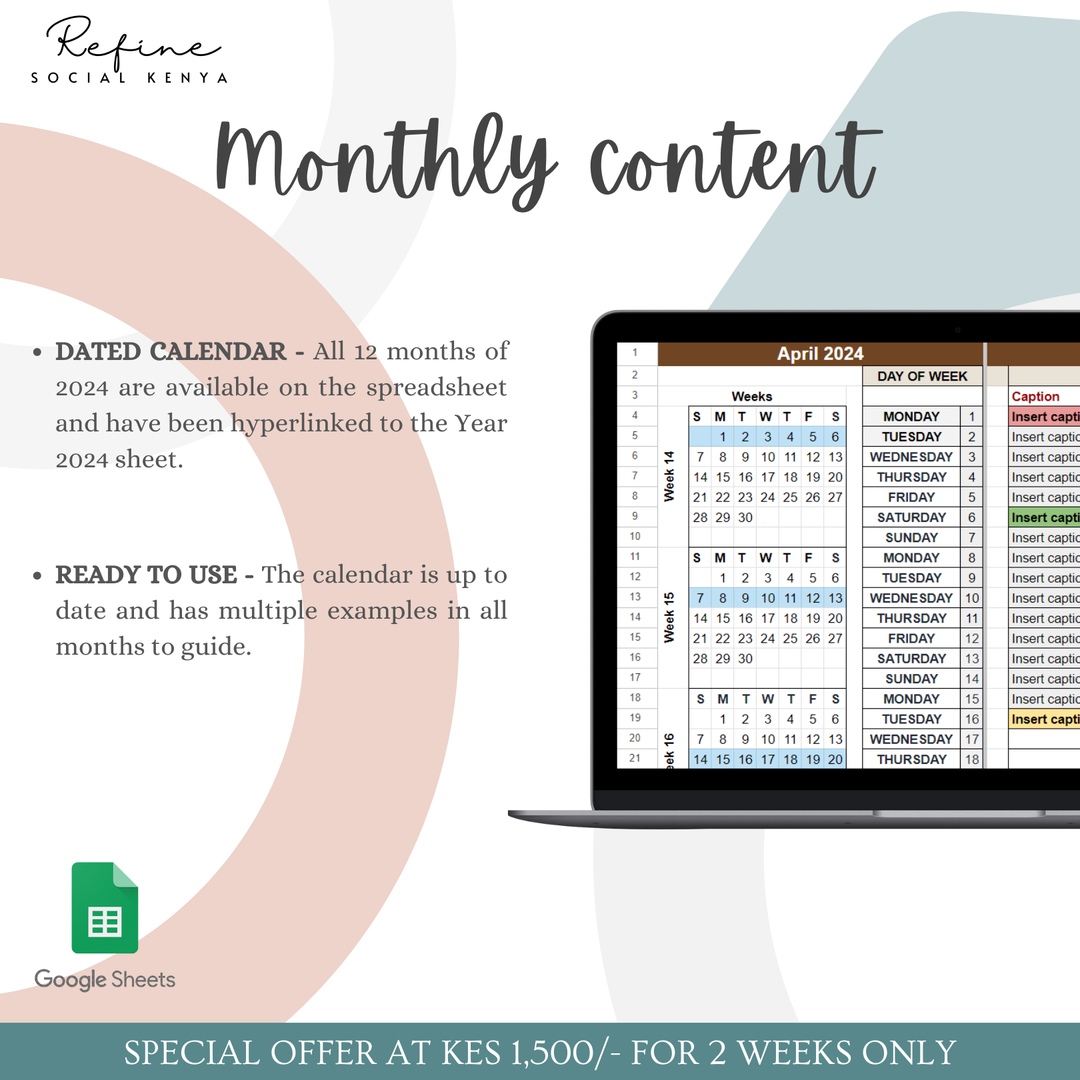 Social Media Content Calendar - 2024 Complete