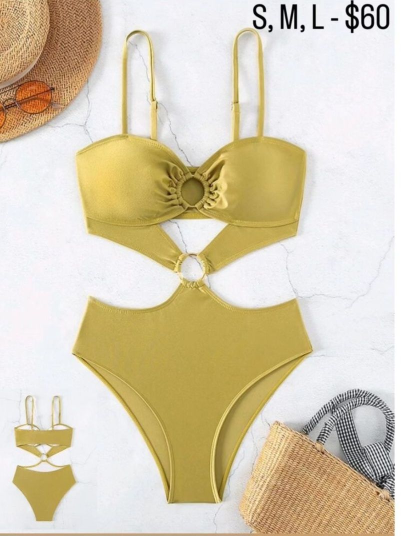 Gold Metalic One Piece Swimsuit 