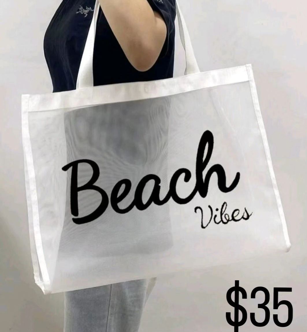 White Beach Vibes Beach Bag