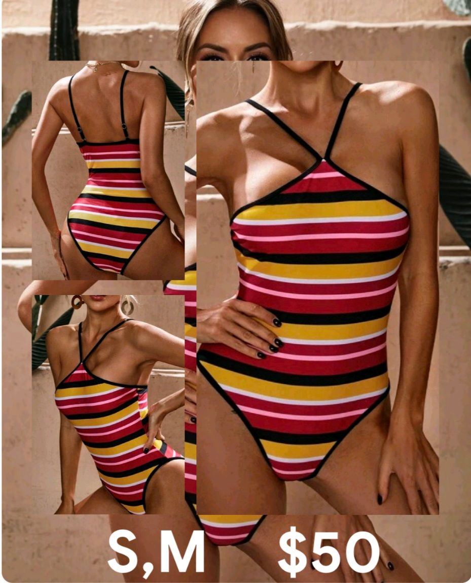 Striped Multicolored One Piece Swimsuit