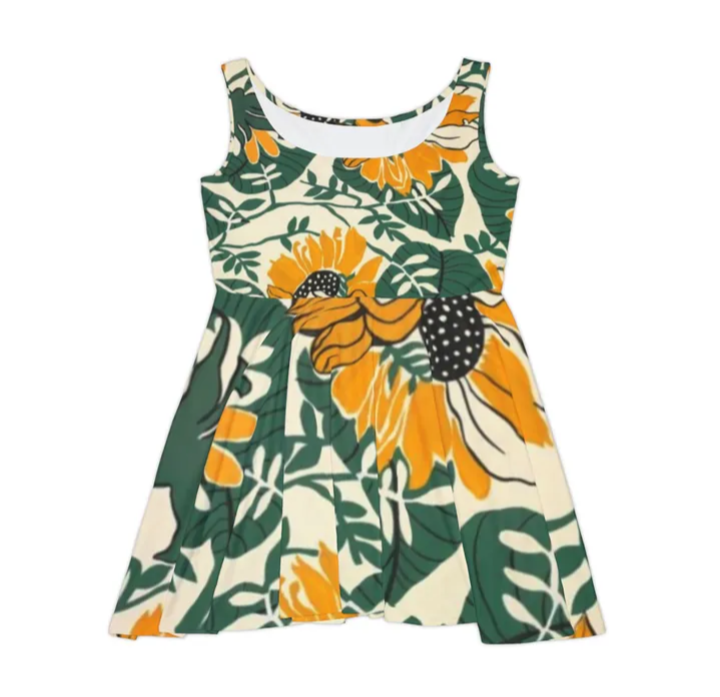 Women's Skater Dress (AOP) Flower size Large 