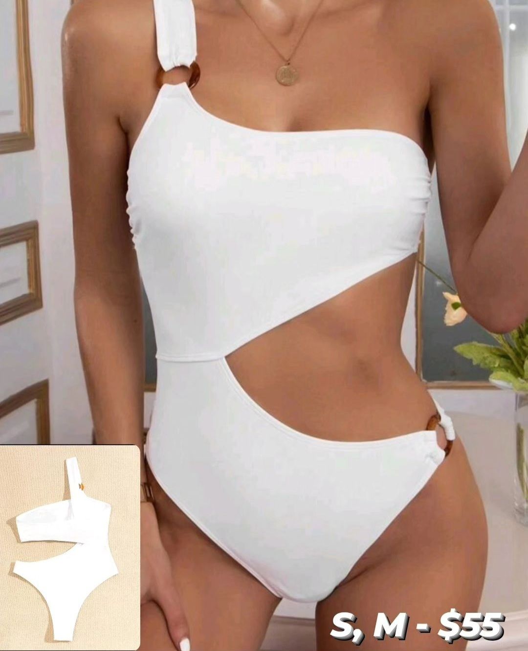 White One Shoulder One Piece Swimsuit