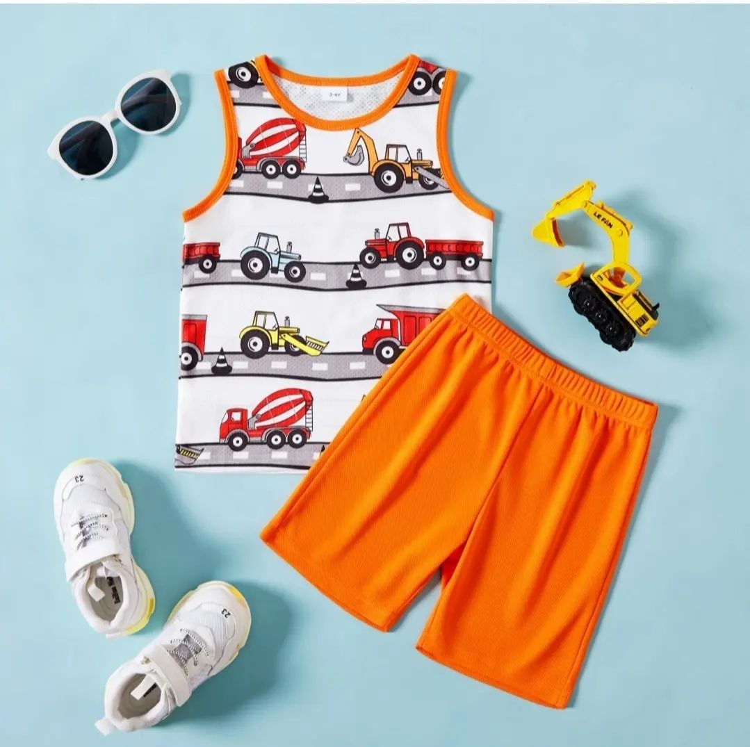 Vehicle Print Boy Outfit 