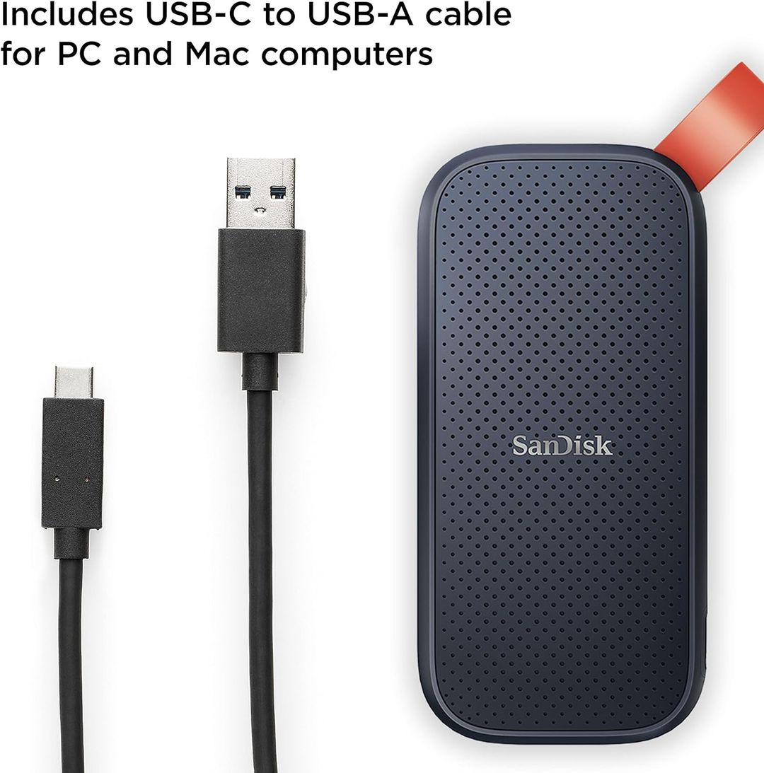 SanDisk 1TB Portable SSD (SDSSDE30-1T00-G26) - Up to 800MB/s, USB-C, USB 3.2 Gen 2, Updated Firmware - External Solid State Drive