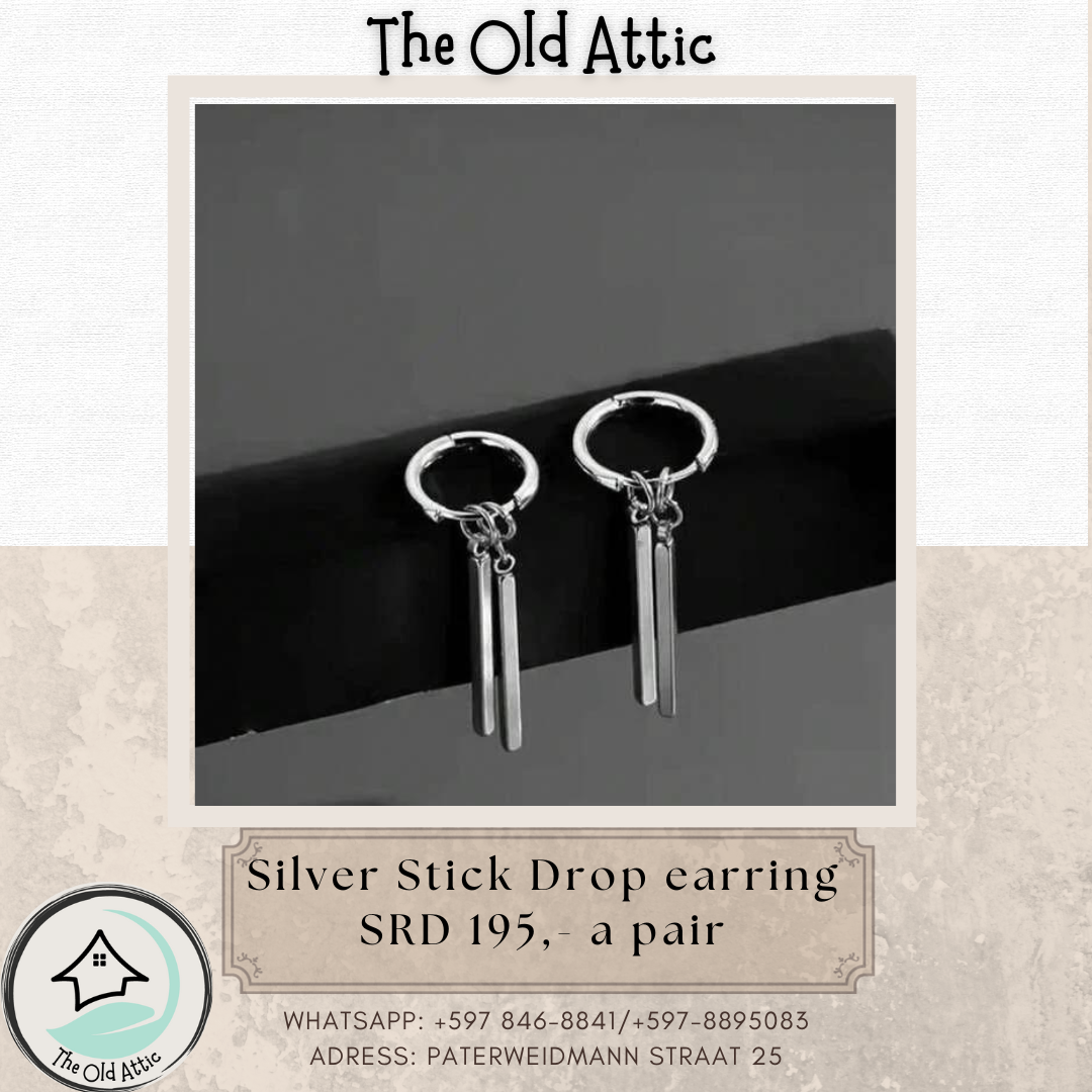 Silver Stick Drop Earring 