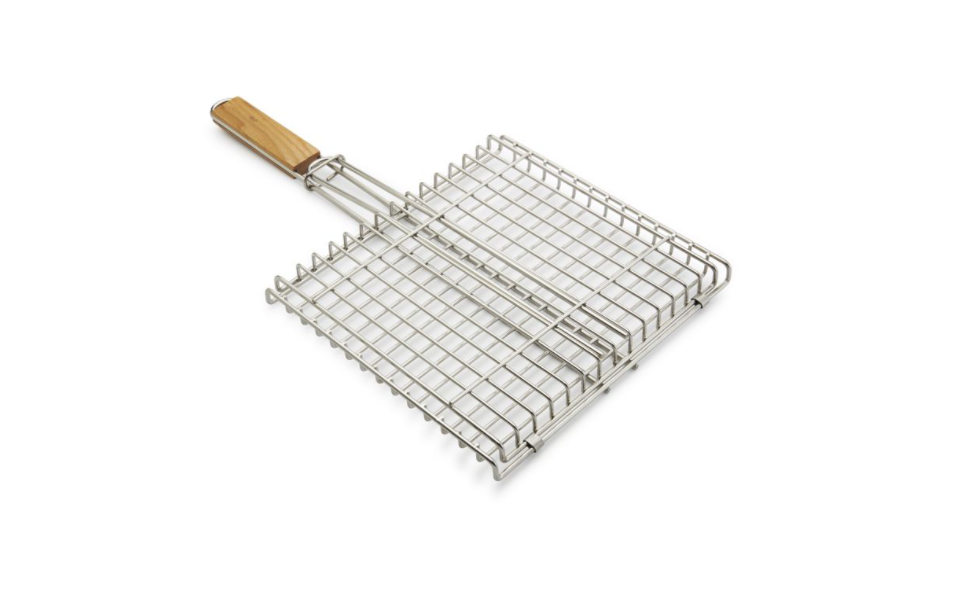 BBQ GRID, STAINLESS STEEL WITH WOODEN HANDLE