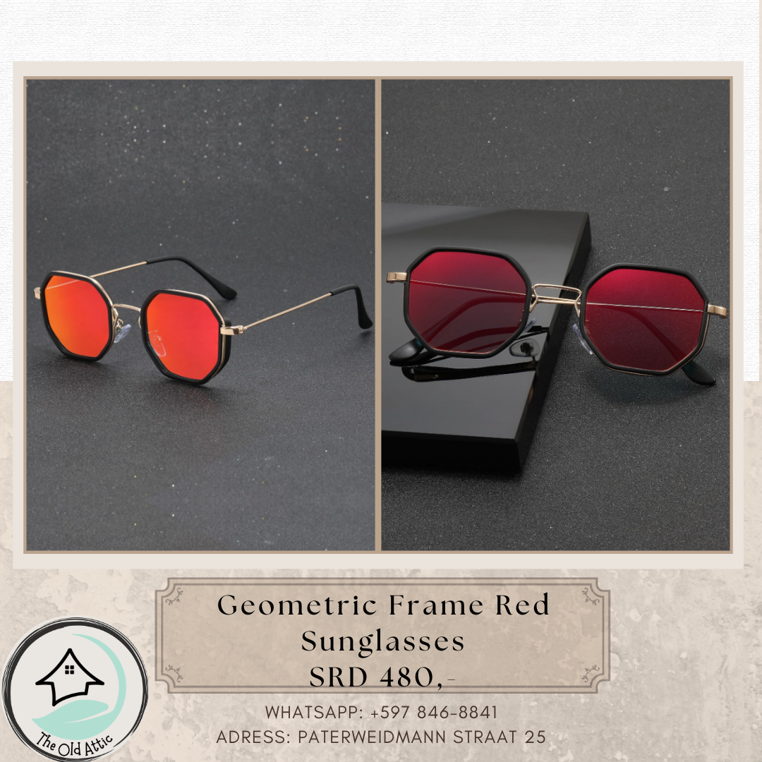 geometric frame red sunglasses