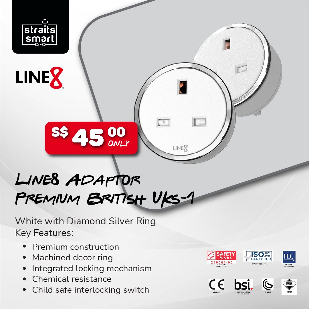 Line8 Premium Adaptor British UKS-1 (White)