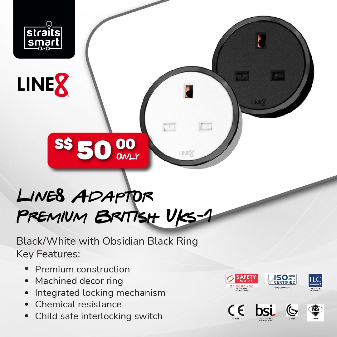 Line8 Premium Adaptor British UKS-1 (Obsidian Black)