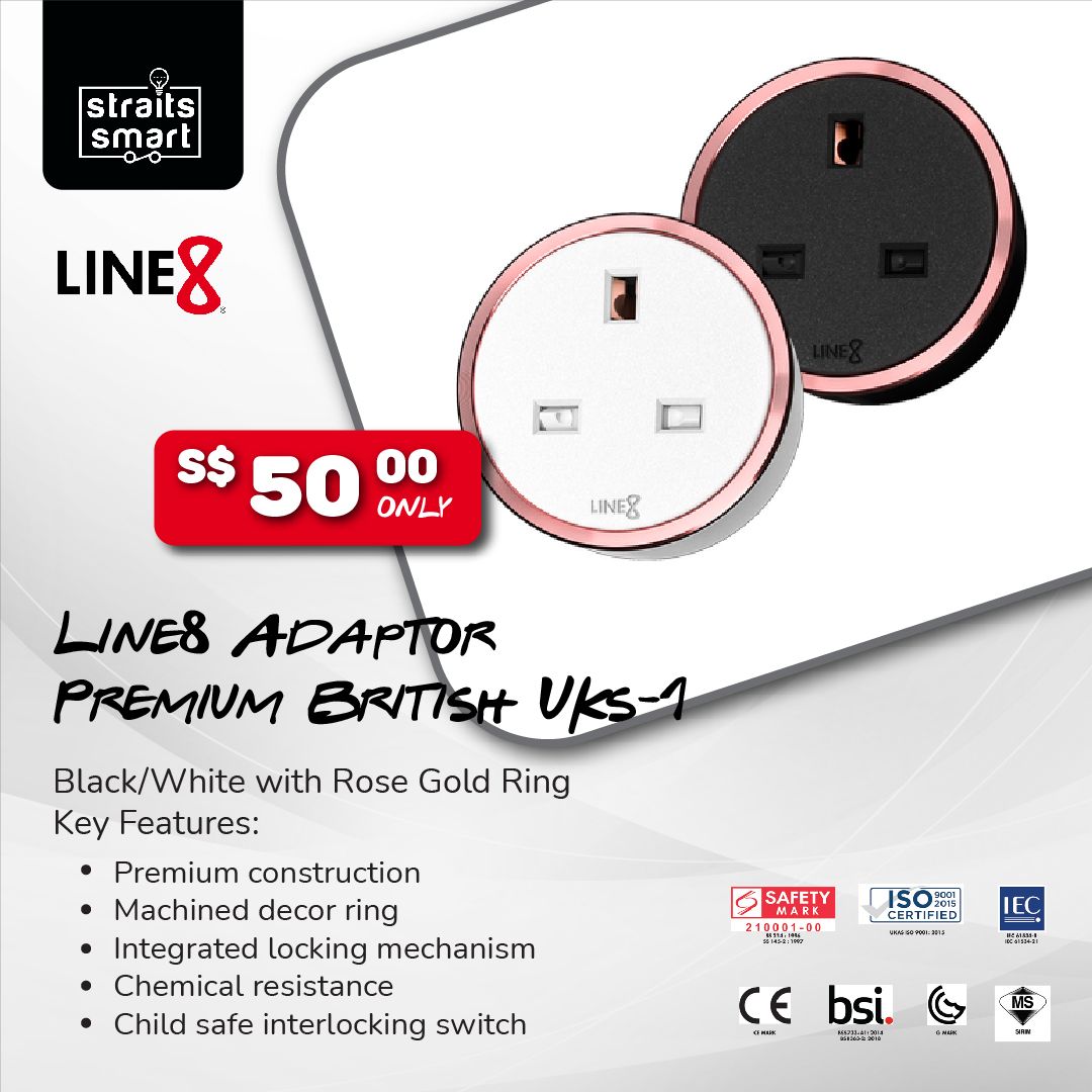 Line8 Premium Adaptor British UKS-1 (Rose Gold)