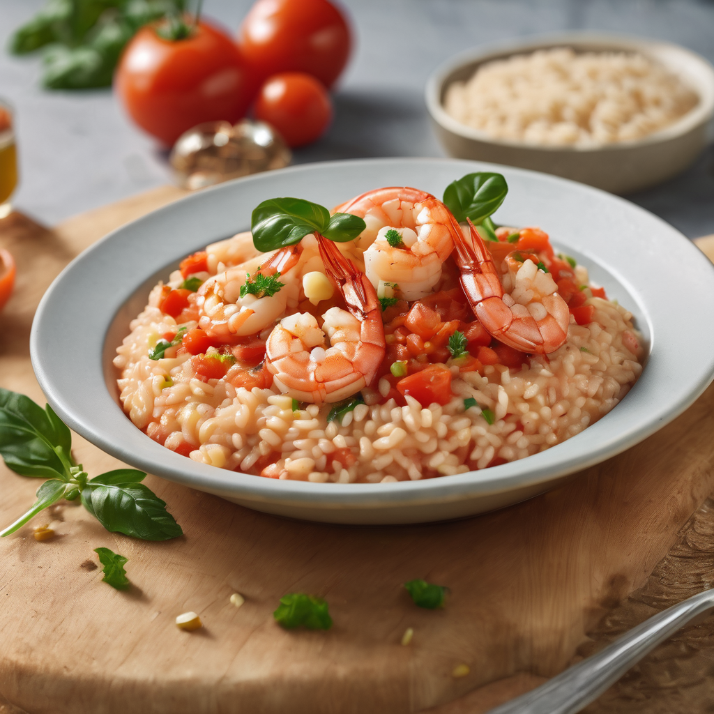 Grilled Jumbo Prawns with Tomato Risotto 