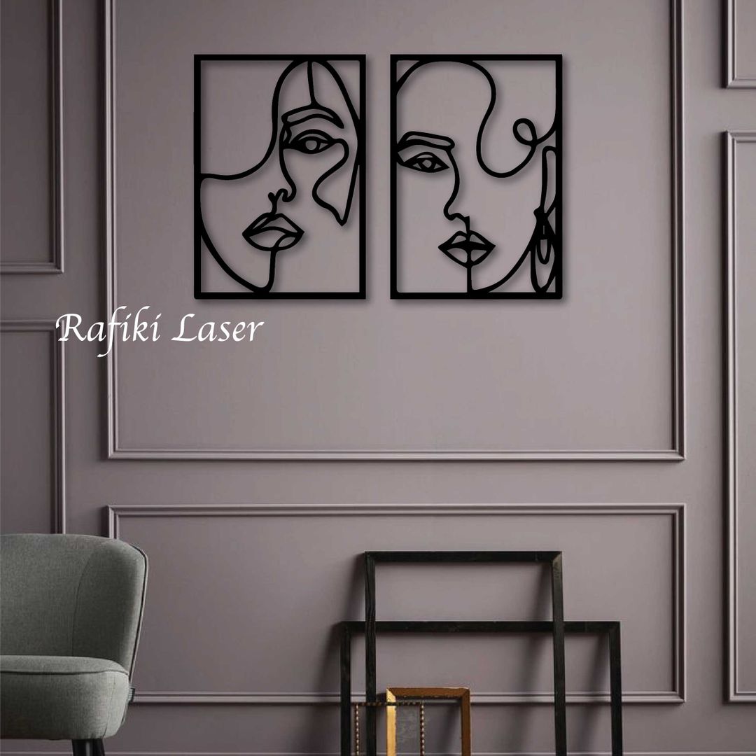Women Face Line Metal Wall Art Decor