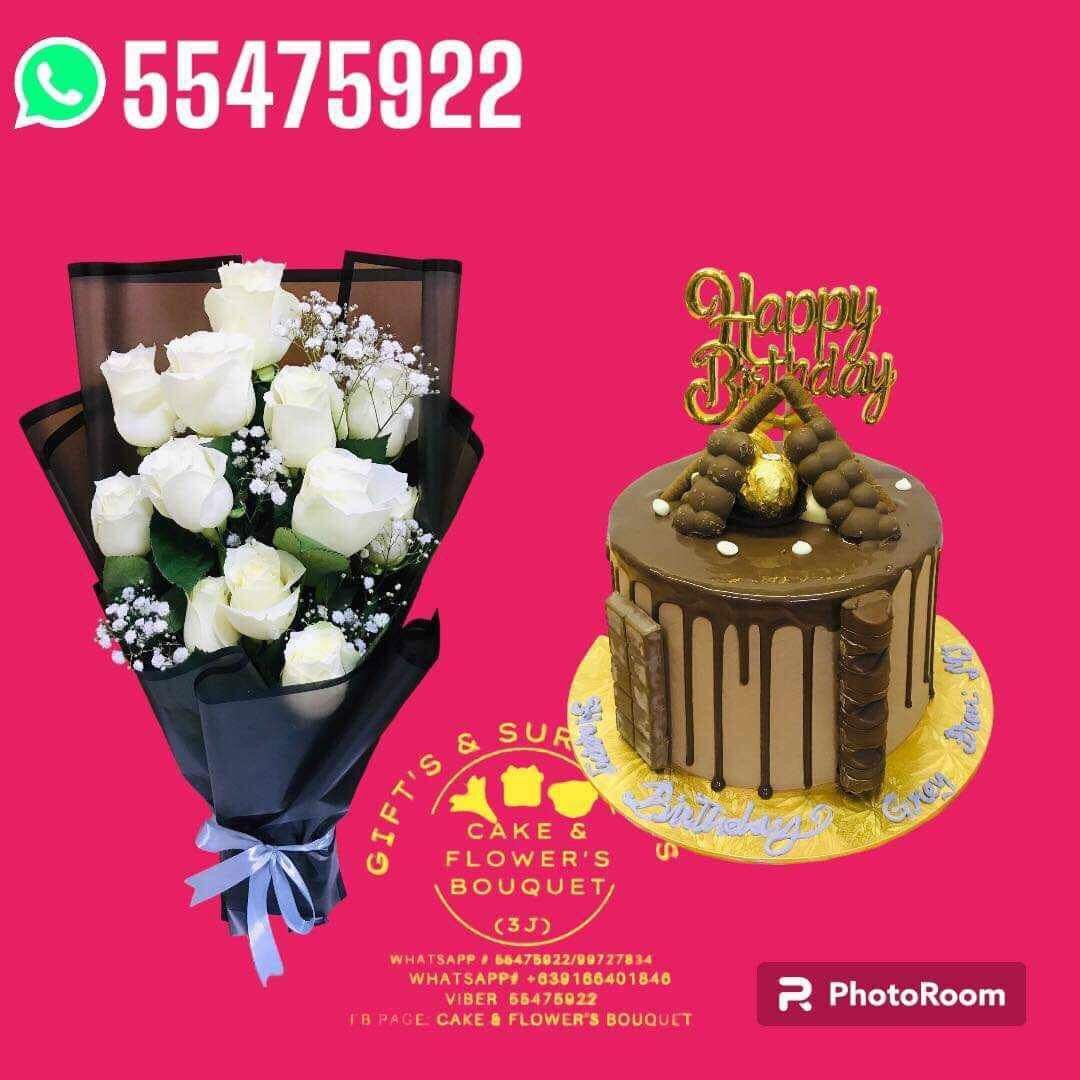 #4 white flower and choco cake