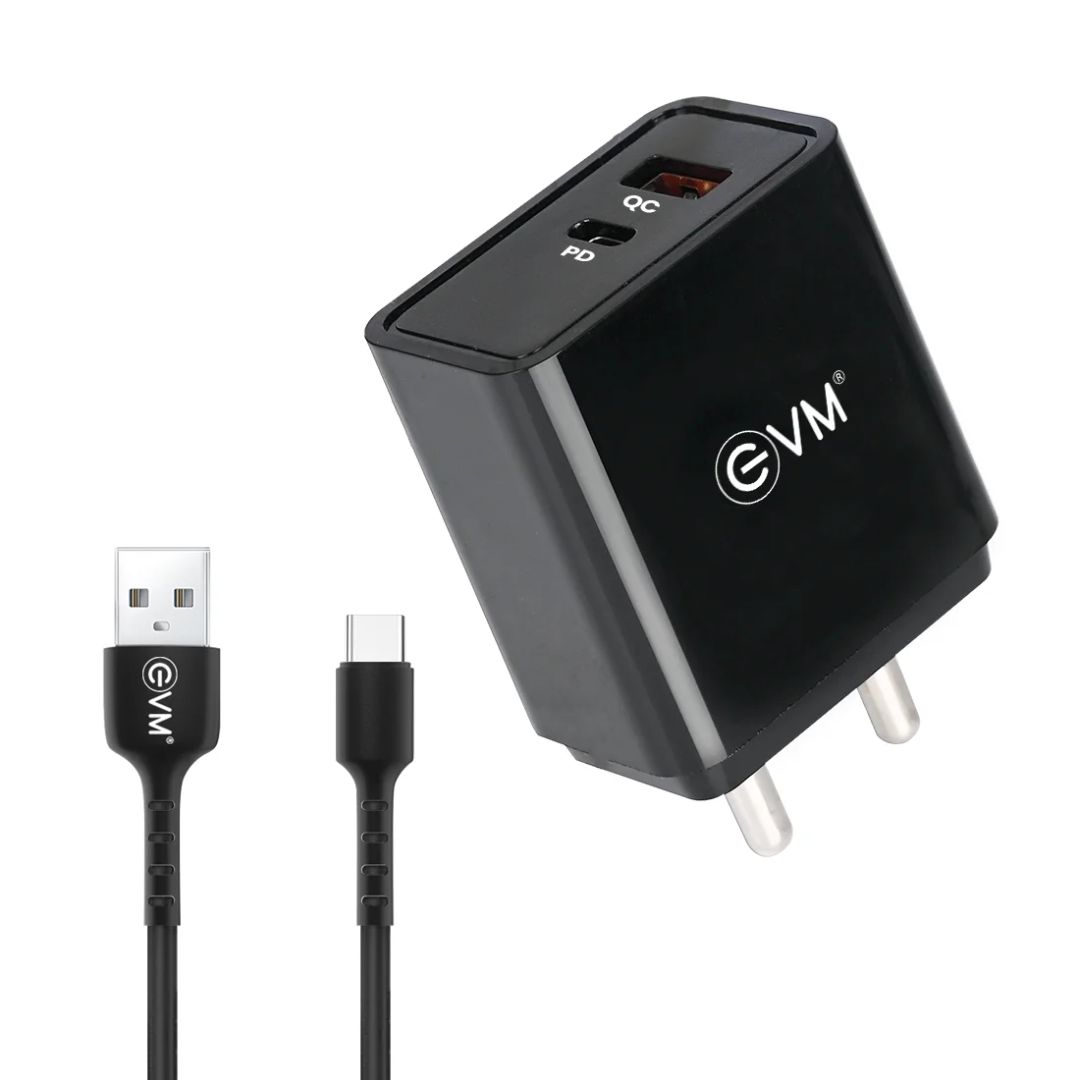 EVM Charger EnSpeed (22.5W, QC+PD Charger, With Type-C Cable) - Assorted Color