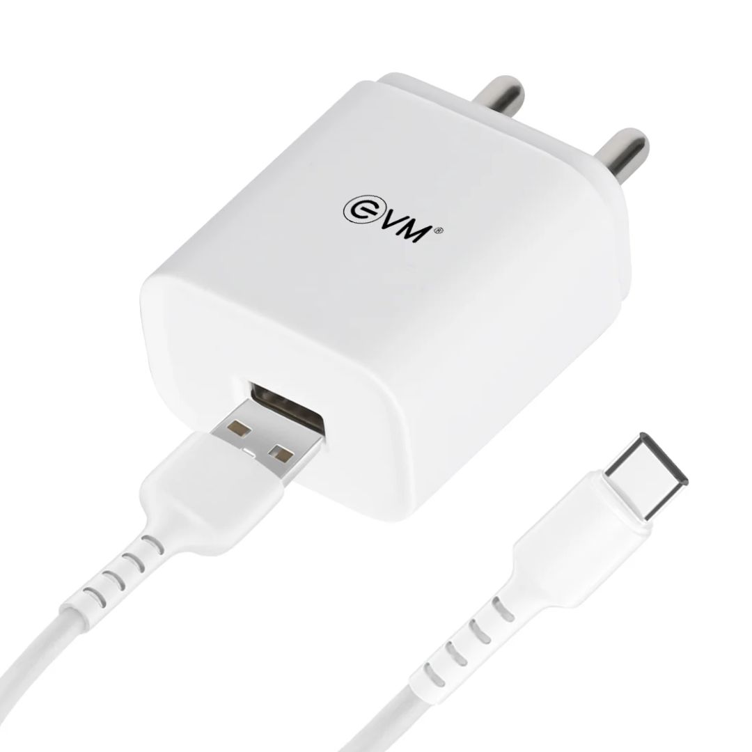 EVM CH-02 Single USB 2.4Amp. Charger With Type-C Cable