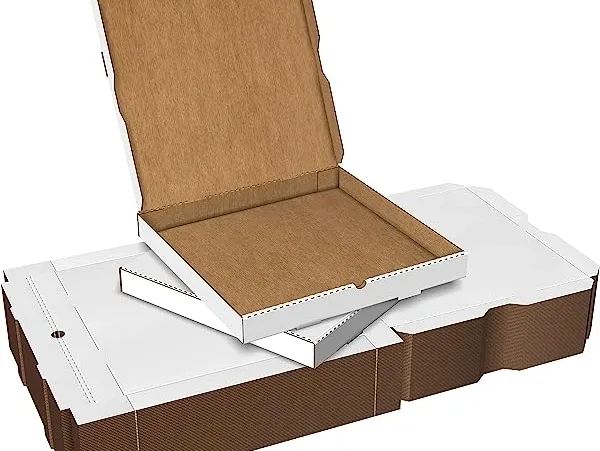 BLANK E-FLUTE / B FLUTE WHITE PIZZA BOXX WITH NAPKIN SLIT