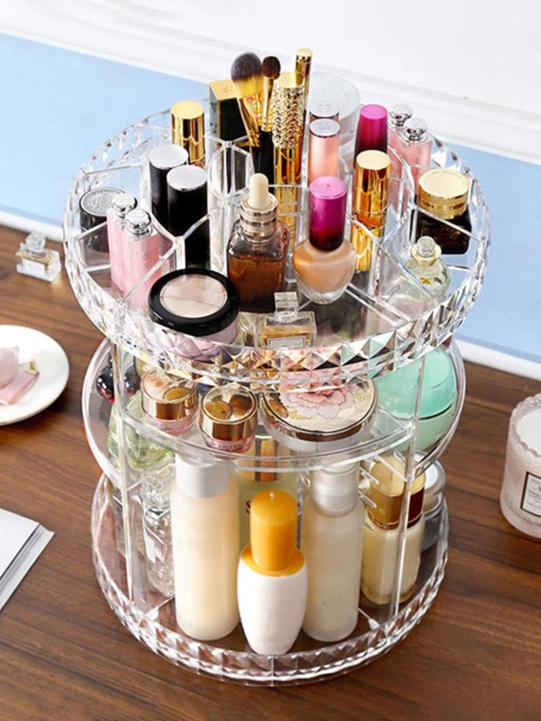 360 Rotatable Large-Capacity Cosmetic Storage Rack