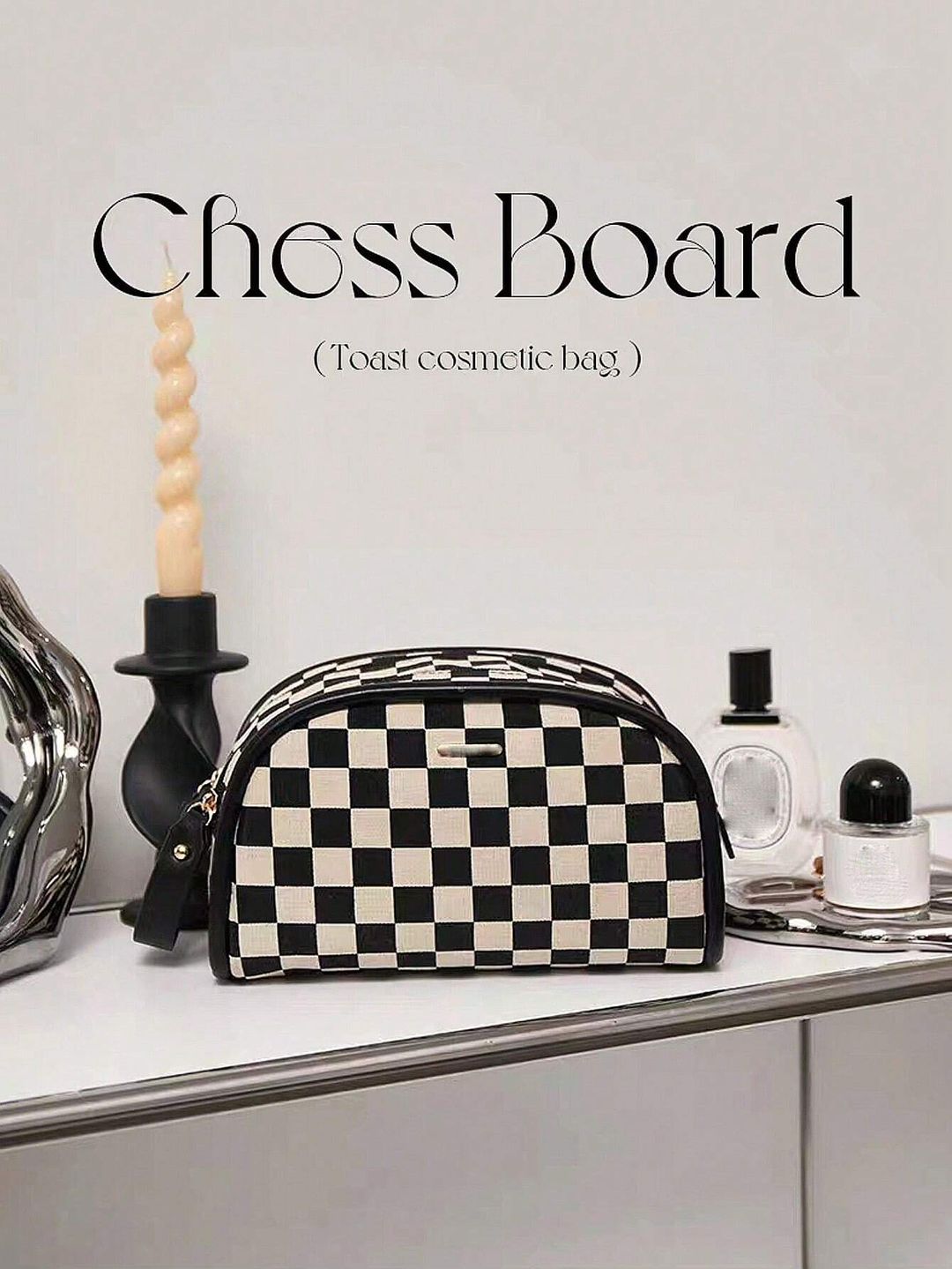 Large Capacity Cosmetic & Makeup Bag - Checkered