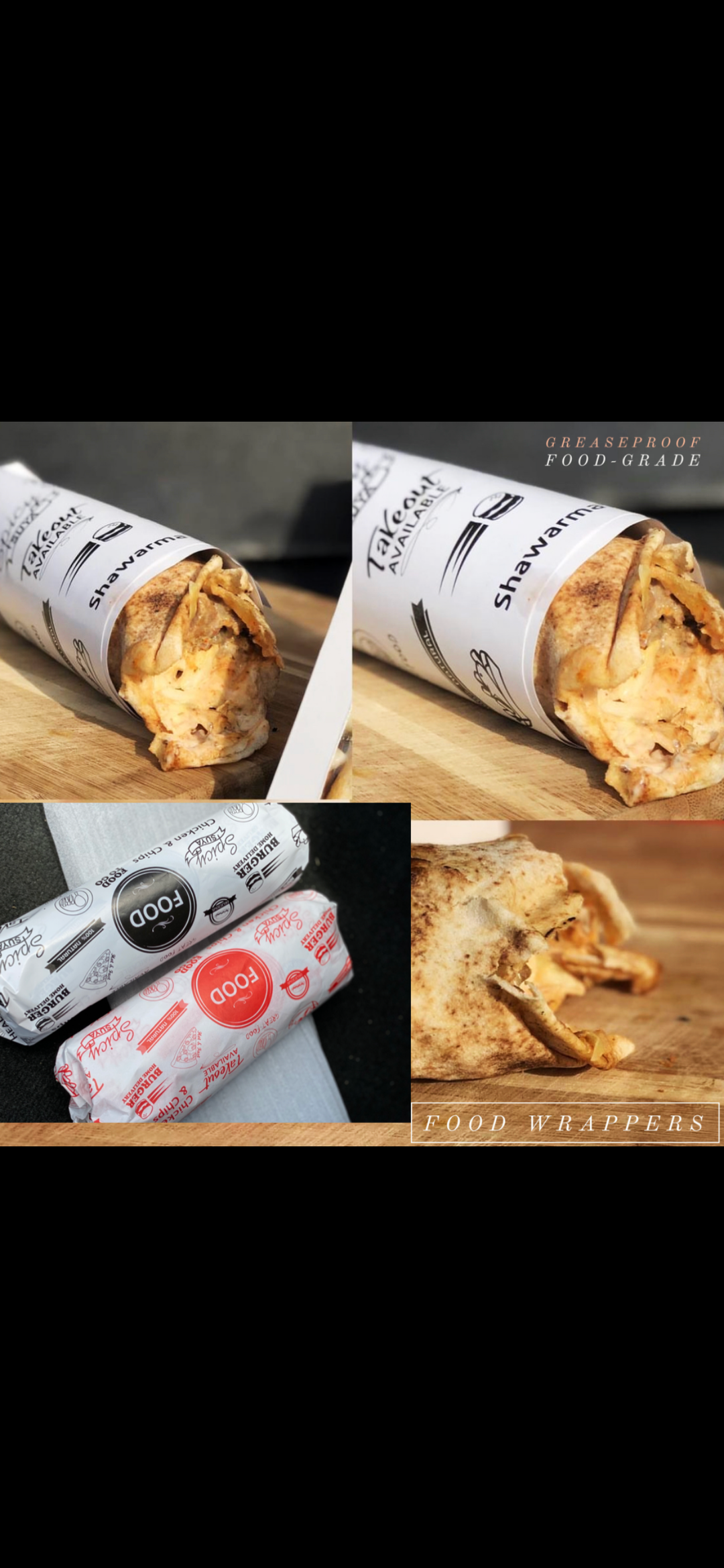 DELI PAPERS - “FOOD TO GO” / BLACK & WHITE - 3 SIZES - Paper Packs NG ...