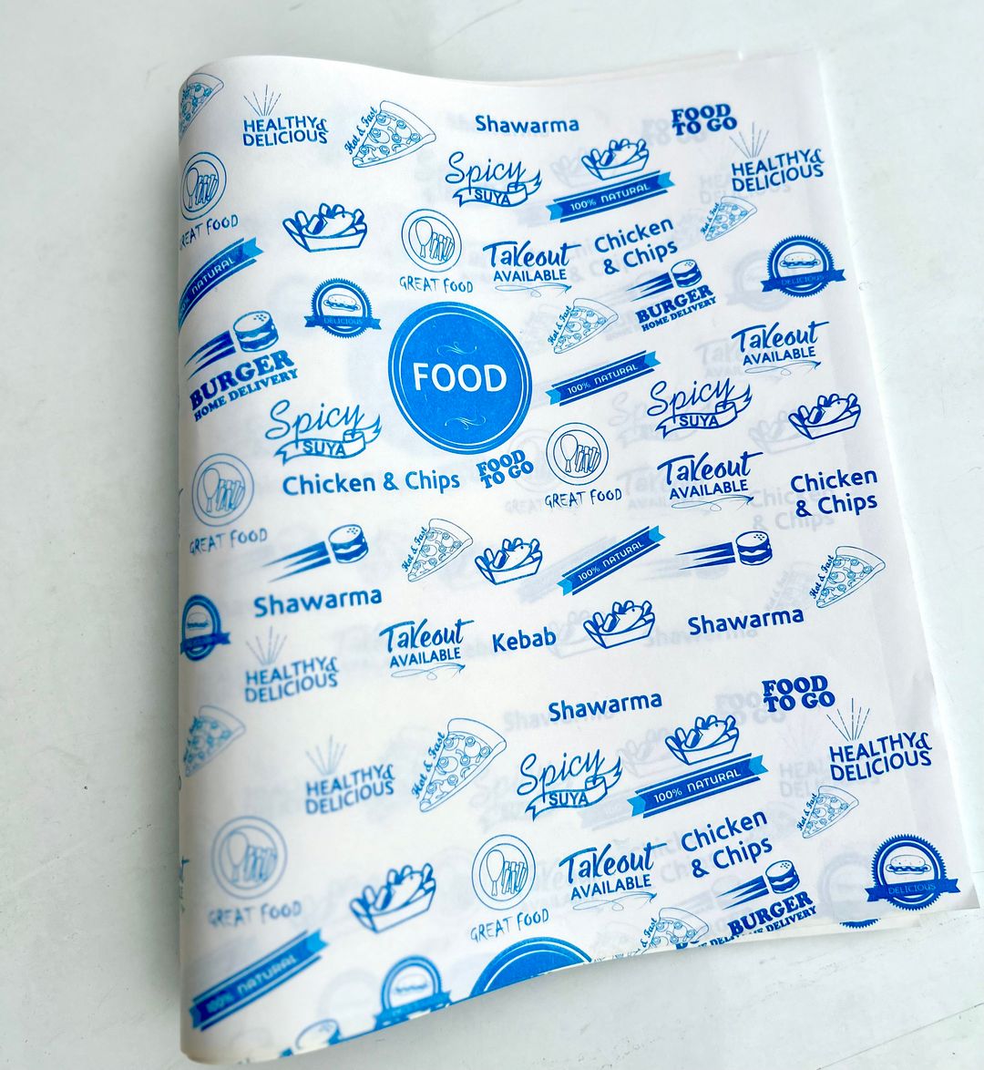 FOOD “TO GO” DELI PAPERS -  / BLUE & WHITE 