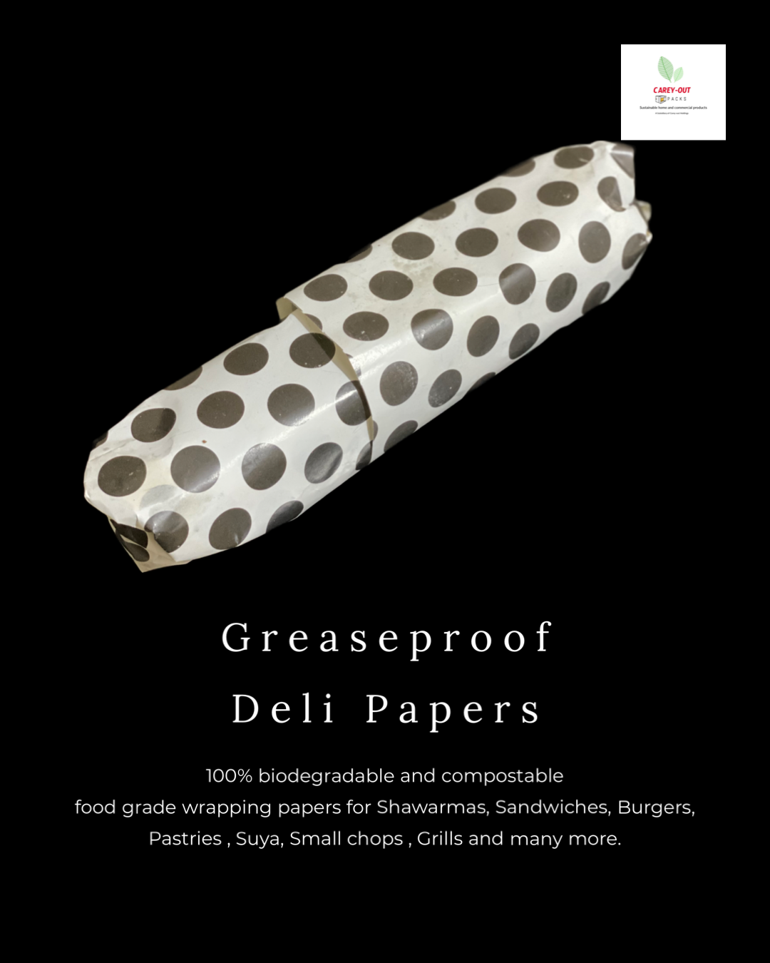 “POLKA DOT” DELI PAPERS - 8.5” x 12” / BLACK & WHITE - CARTON OF 1000 SHEETS