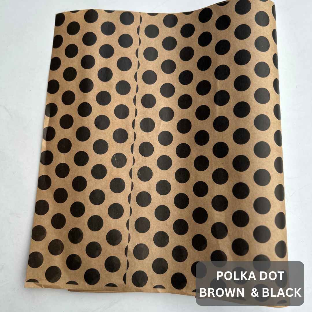 ‘’POLKA DOT” DELI PAPERS - 12 x 12” / BLACK & BROWN - PACK OF 100 SHEETS