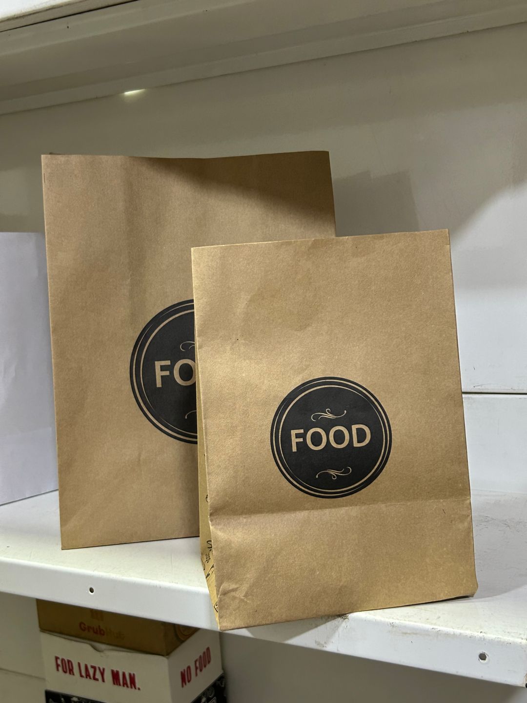 DELIVERY TAKEOUT BAGS - GENERIC DESIGN / “FOOD TO GO” BROWN & BLACK  - 2 SIZES