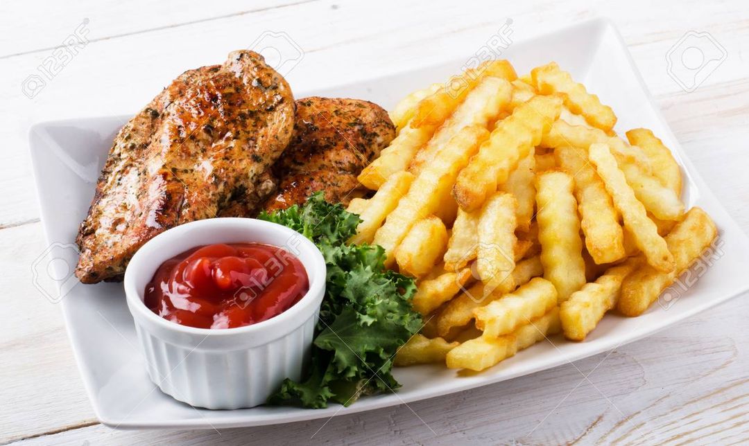 Chicken steak+chicken rice flower+French fries+coke