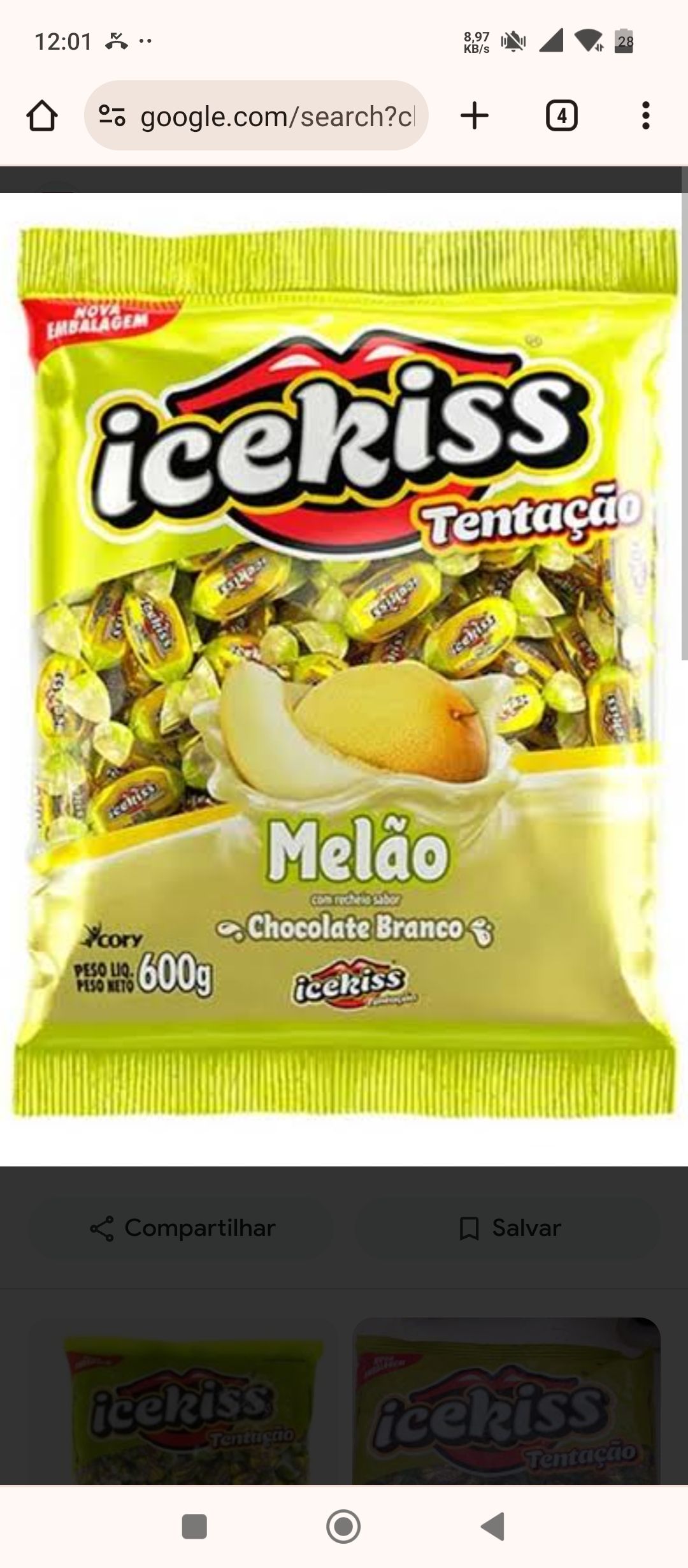 Bala icekiss melão 36x500g