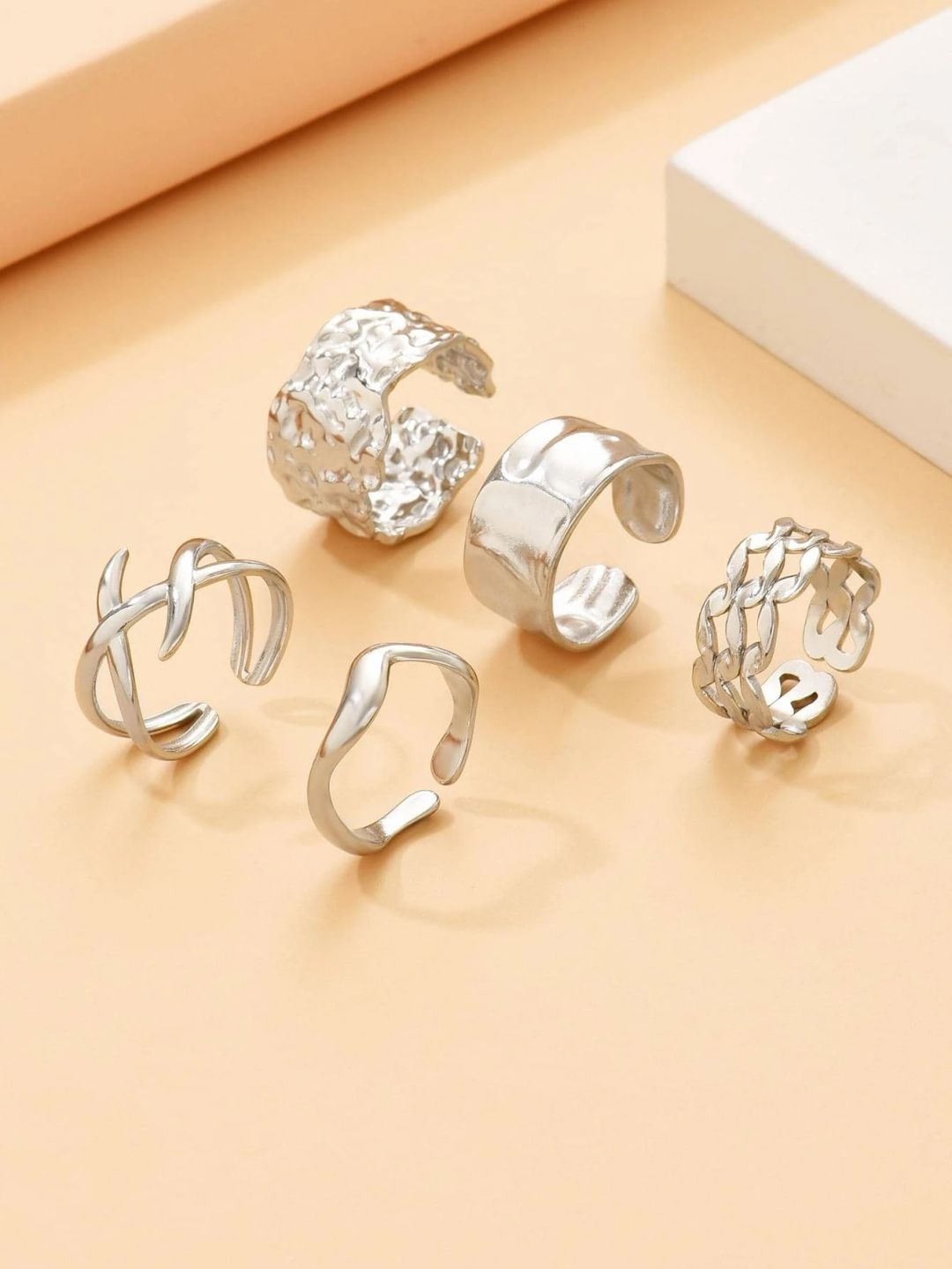 5pcs/set Chain Design Cuff Rings