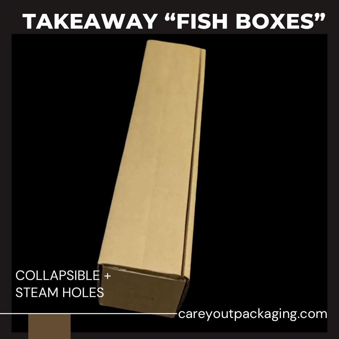 GRILLED FISH TAKOUT BOXES - 20” x 4.5” x 4”  BROWN - PACK OF 500 PIECES