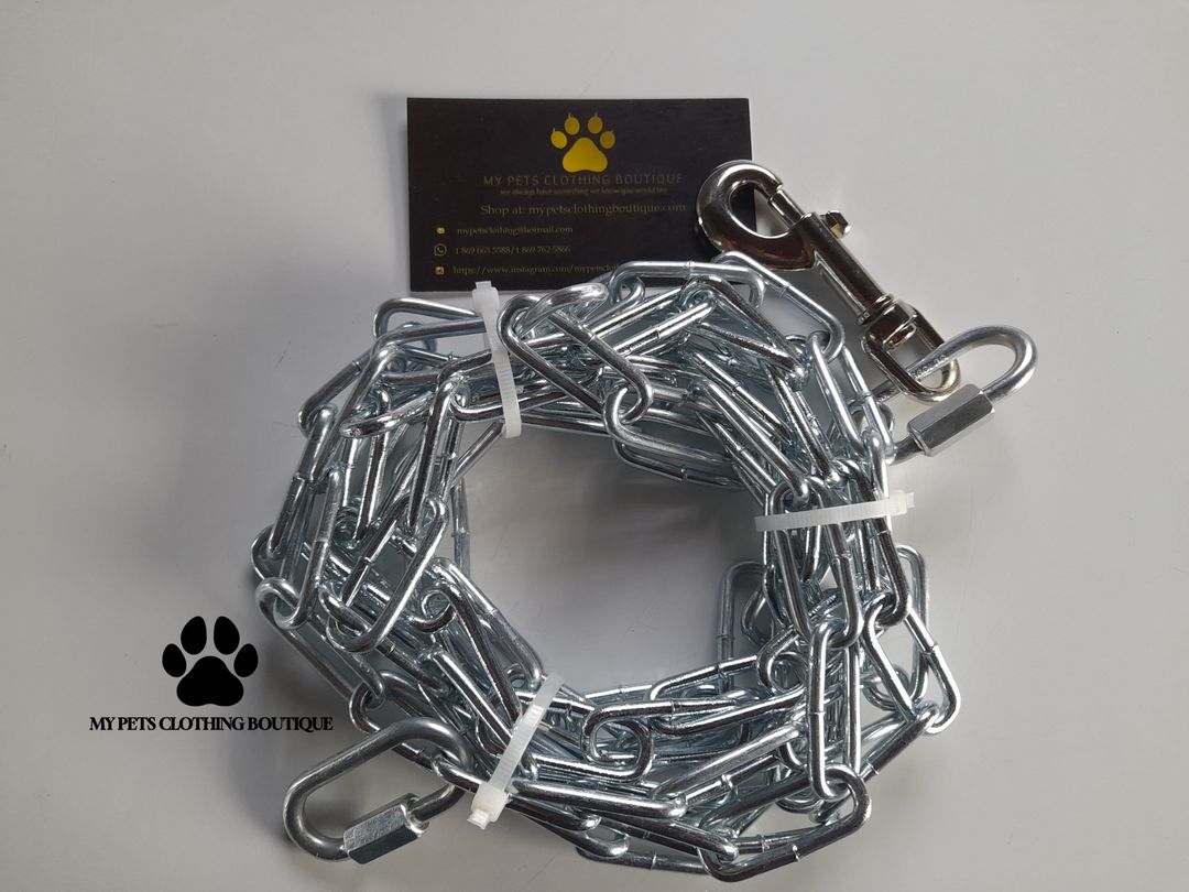 Heavy-duty metal linked tie-out dog chain