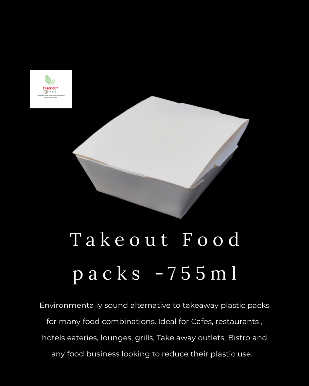 755ml TAKEOUT FOOD PACKS / PLAIN WHITE - CARTON OF 500 PIECES 