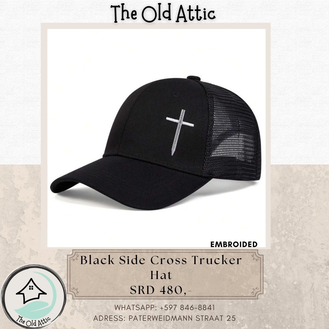 Black side cross trucker hat 