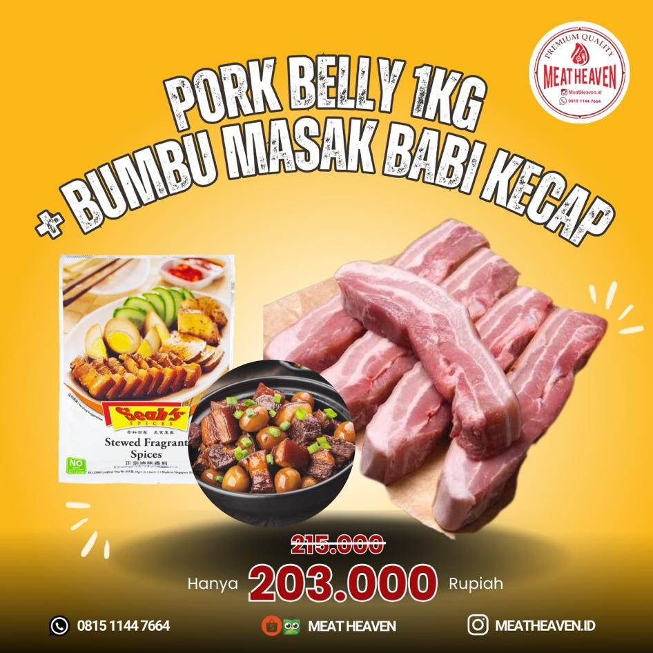 Paket Hemat Pork Belly 1kg + Bumbu Masak Babi Kecap 1 pcs