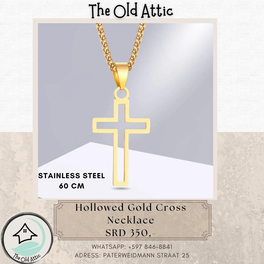 Hollowed gold cross necklace 