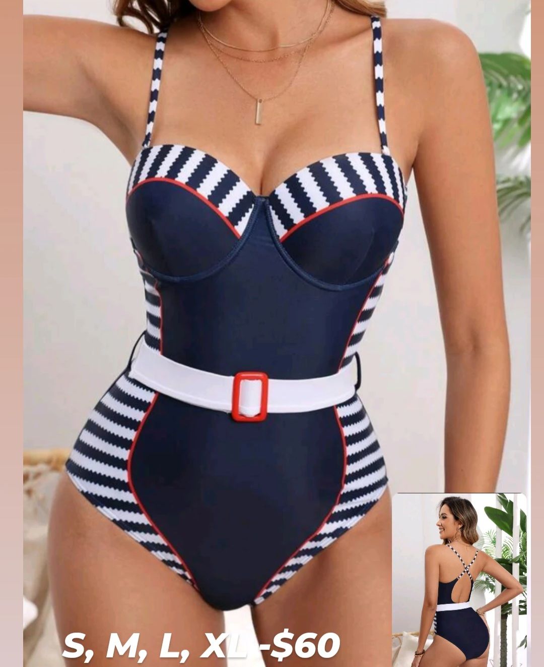 RED/WHITE/BLUE ONE PIECE WITH BELT