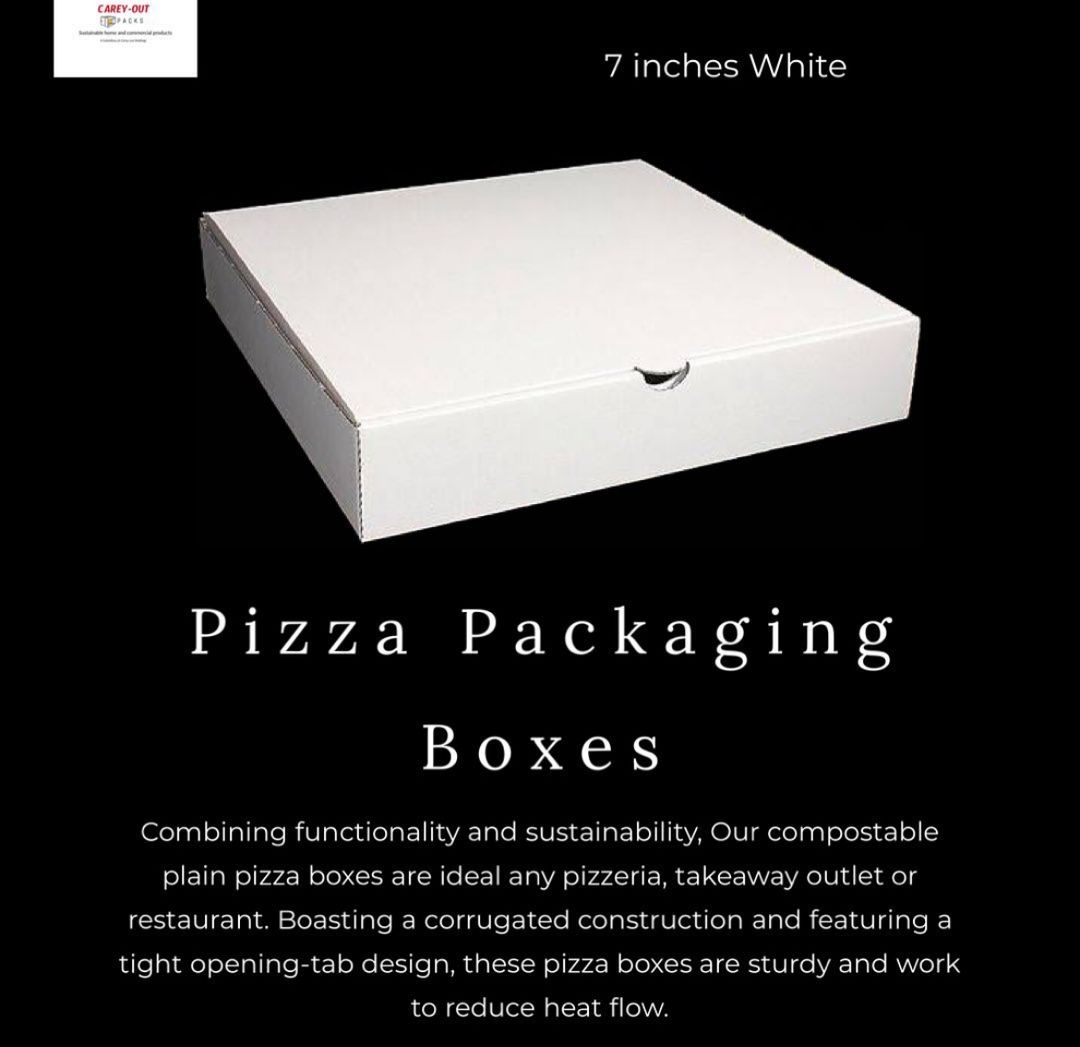 7” WHITE PIZZA BOXES : PACK OF 500 PIECES - MINIMUM SUPPLY QUANTITY 