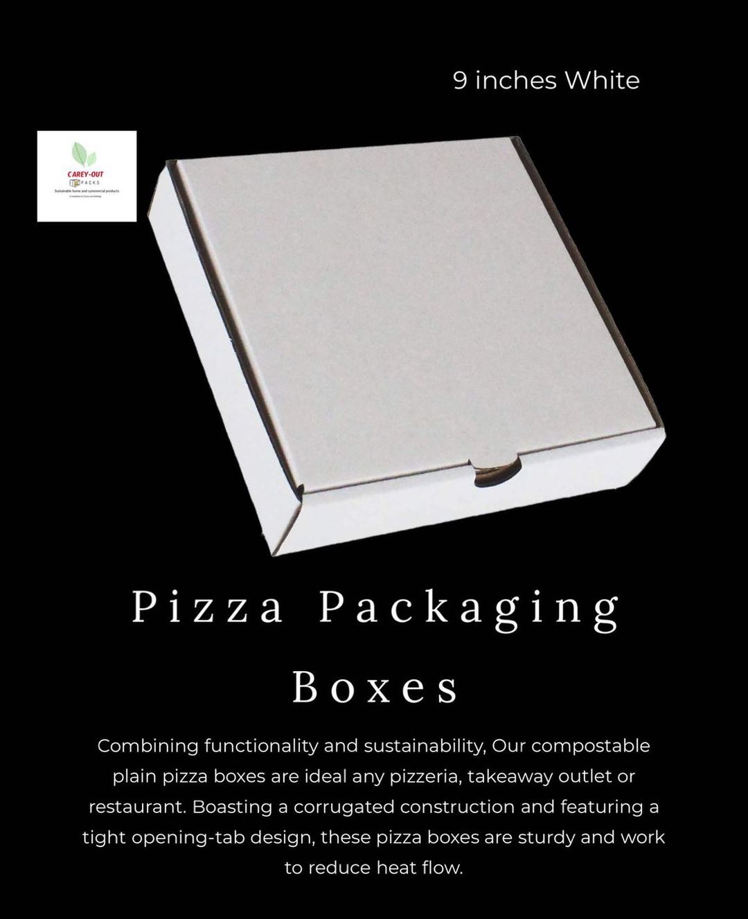 9” WHITE PIZZA BOXES : PACK OF 500 PIECES - MINIMUM SUPPLY QUANTITY 