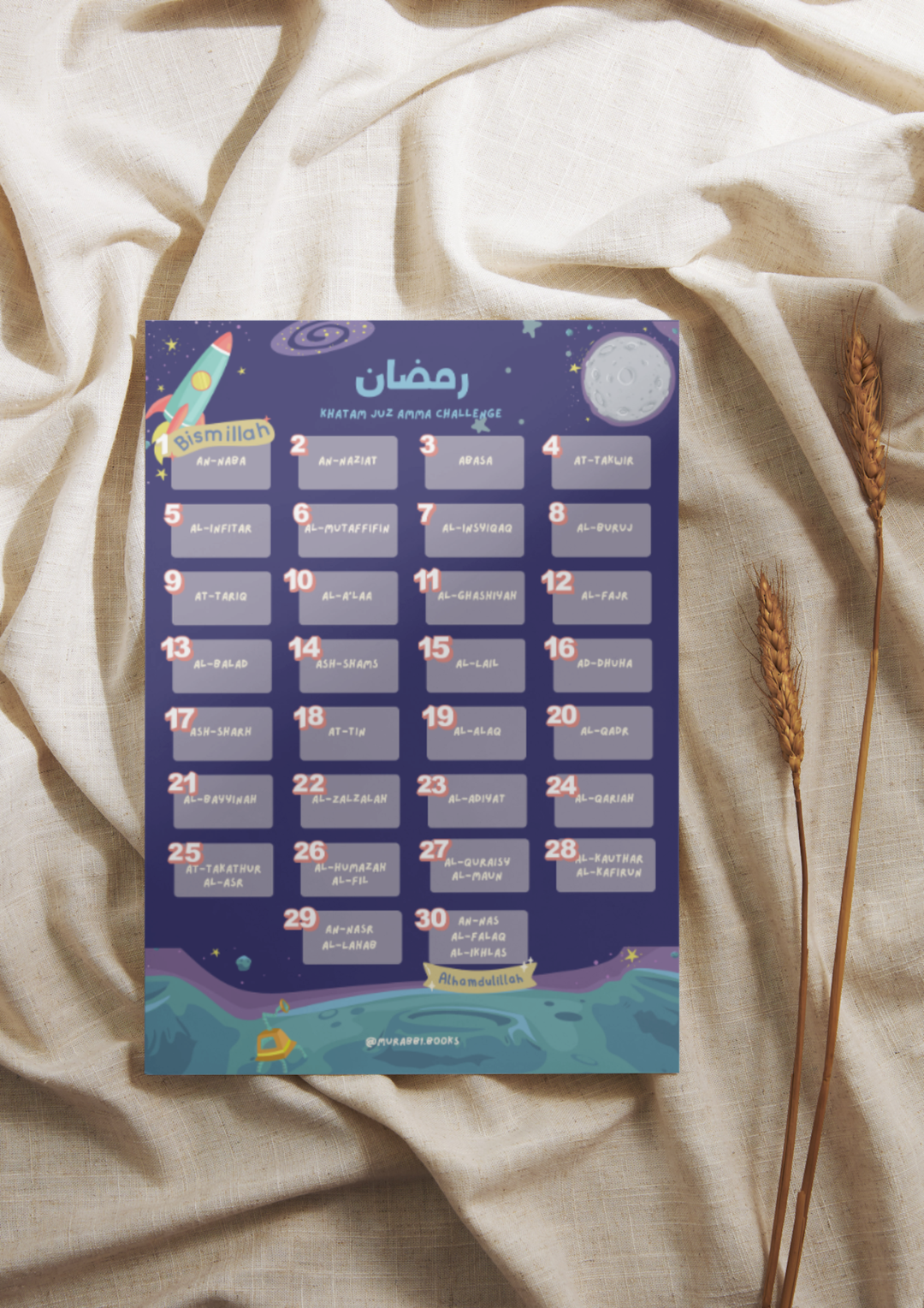 Printable Ramadhan Khatam chart (KIDS)-Space