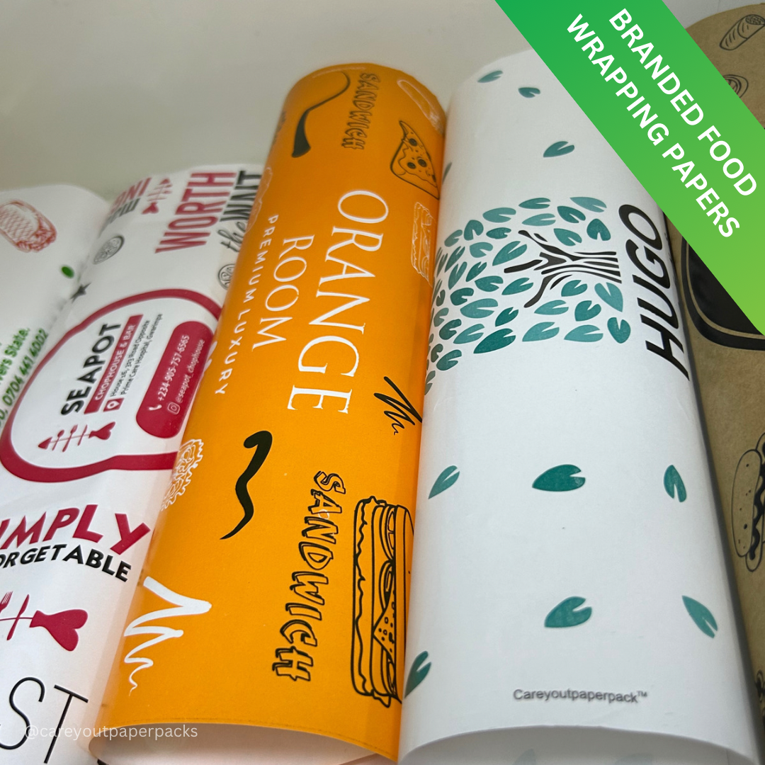 BRANDED FOOD WRAPPING PAPERS - MINIMUM ORDER OF 1000 SHEETS 