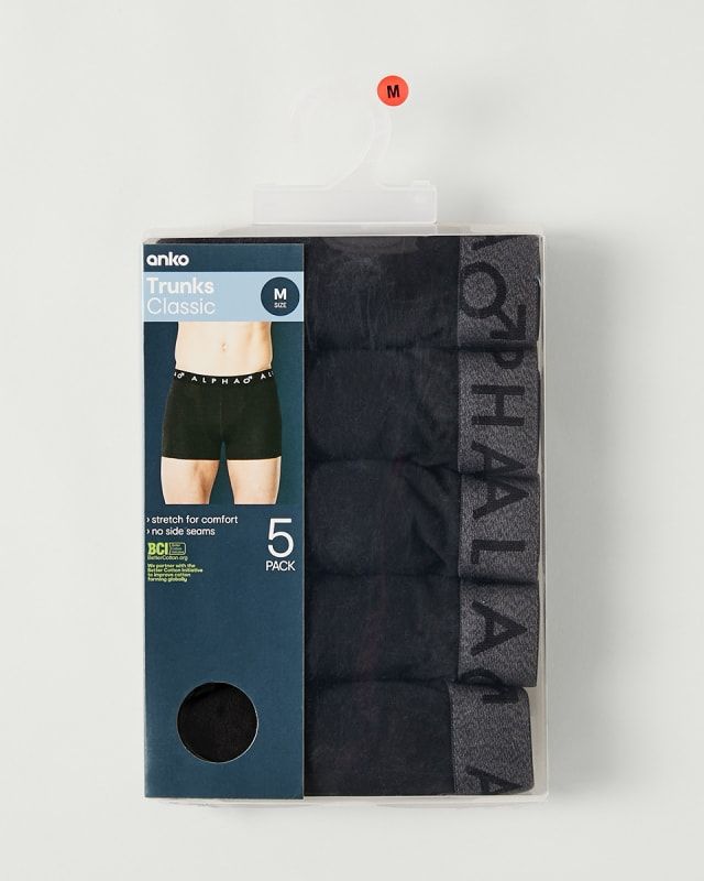 Anko | 5 Pack Plain Trunks | Black