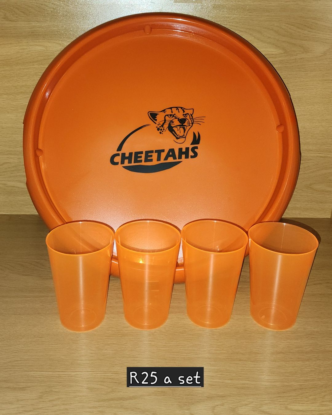 Cheetahs tray with 4 glasses