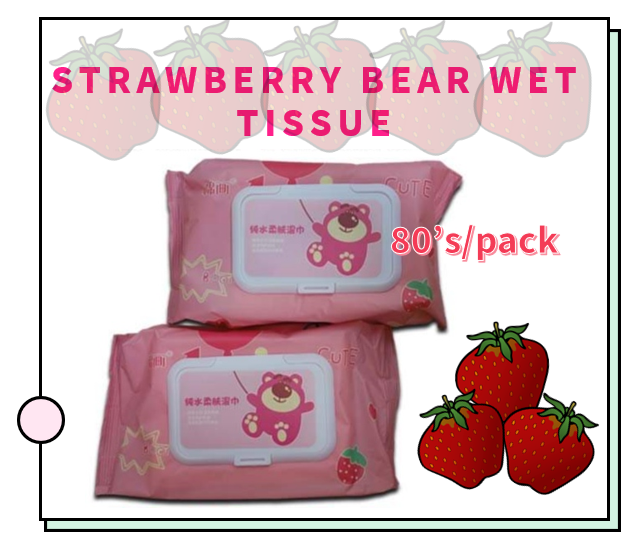 STRAWBERRY BEAR WET TISSUE (80'PLY)