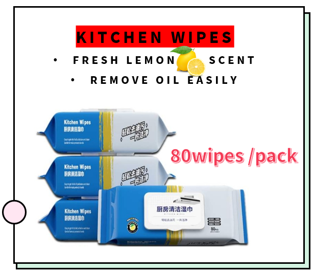 KITCHEN WIPES - LEMON SCENT (80 WIPES)