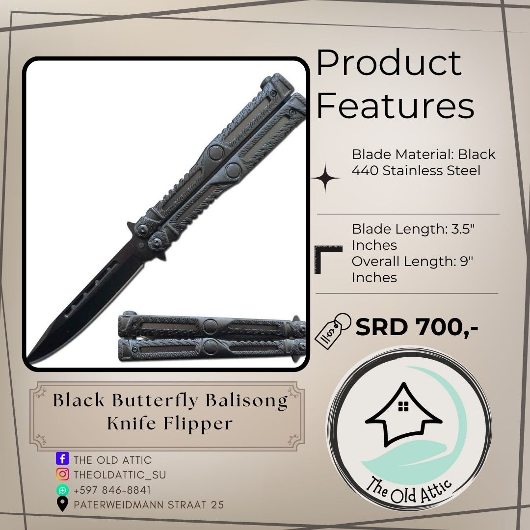 Black butterfly balisong knife flipper 