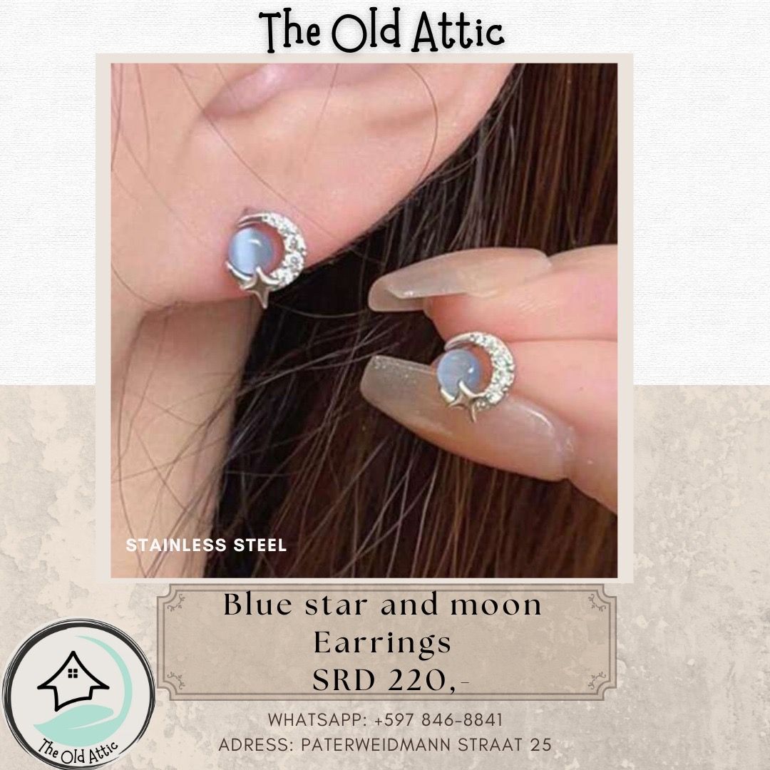 Blue star and moon earrings 